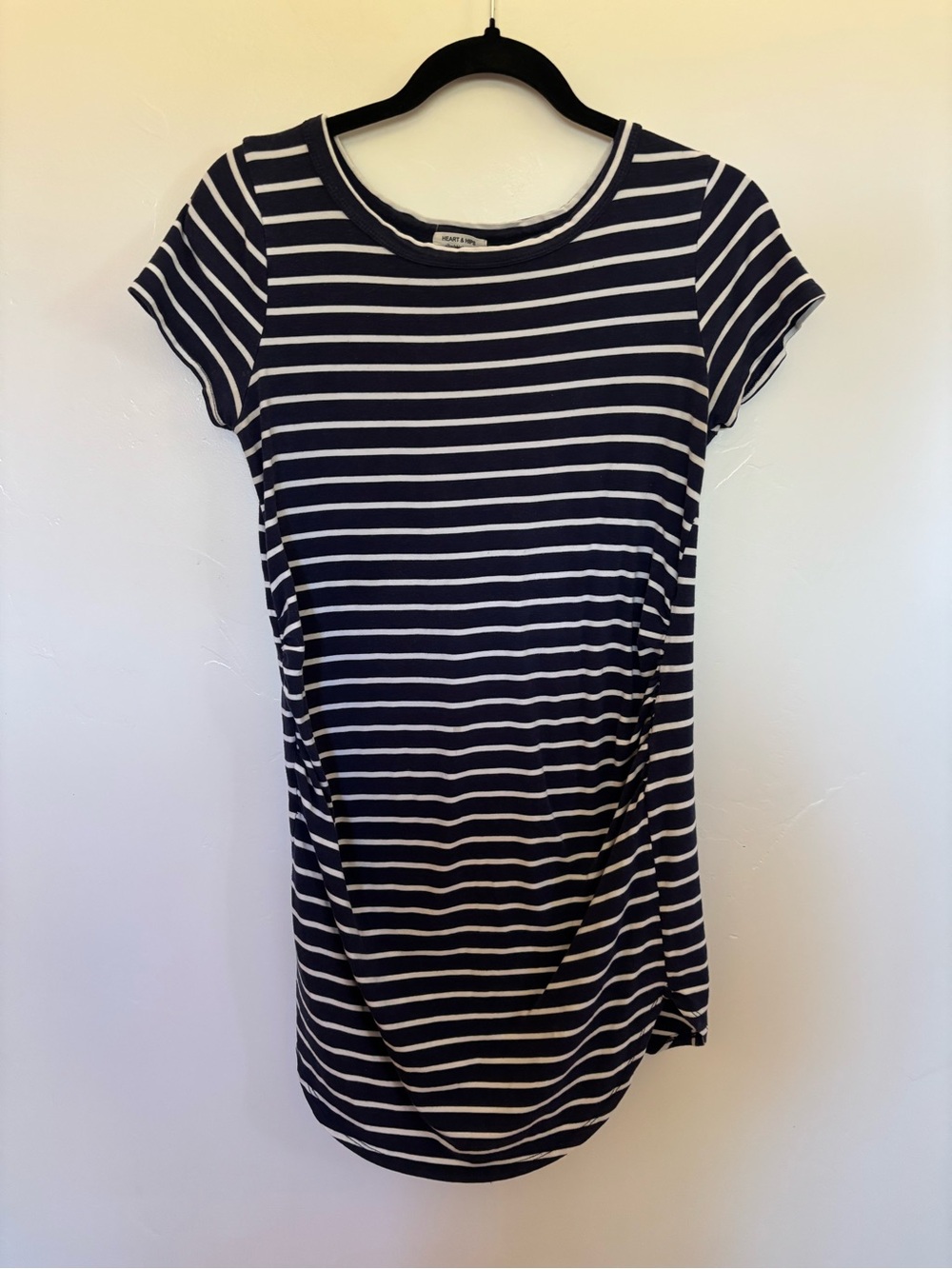 Heart & Hips Navy White Striped Maternity Tee or Dress Size M | A14
